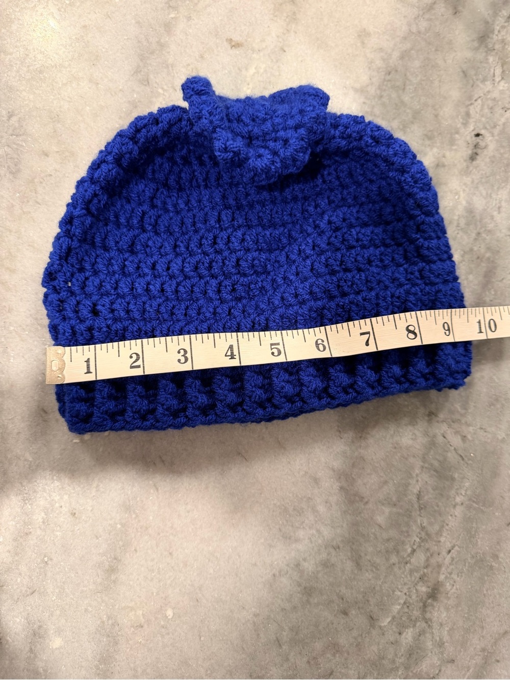 Handmade Crochet Wild Blueberry Beanie Hat Maine Made Royal Blue Adult One Size - Picture 6 of 7